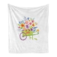 thumbnail image 1 of Flowers Soft Flannel Fleece Blanket, Wheelbarrow Full of Flowers Botanical Gardening Plants Agriculture Watercolor Art, Cozy Plush for Indoor and Outdoor Use, 50" x 70", Multicolor, by Ambesonne, 1 of 5