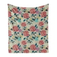 thumbnail image 1 of Flowers Soft Flannel Fleece Throw Blanket, Colorful Grown Roses and Leaves Floral Design, Cozy Plush for Indoor and Outdoor Use, 60" x 80", Pale Taupe Pale Rust, by Ambesonne, 1 of 6