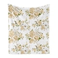 thumbnail image 1 of Flowers Soft Flannel Fleece Throw Blanket, Gardening Theme Floral Design Vector Illustration of Roses Botany Inspired, Cozy Plush for Indoor and Outdoor Use, 50" x 70", White and Beige, by Ambesonne, 1 of 5