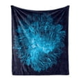 thumbnail image 1 of Flowers Soft Flannel Fleece Throw Blanket, Night Luminous Effect Chrysanthemum Flower Artwork, Cozy Plush for Indoor and Outdoor Use, 70" x 90", Grey Sky Blue, by Ambesonne, 1 of 5