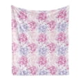 thumbnail image 1 of Flowers Soft Flannel Fleece Throw Blanket, Romantic Floral Design Chrysanthemum Blossoms Leaves Abstract Print Artwork, Cozy Plush for Indoor and Outdoor Use, 60" x 80", Pink and White, by Ambesonne, 1 of 5