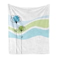 thumbnail image 1 of Flowers Soft Flannel Fleece Throw Blanket, Summer Flowers with Colors and Wave Backgorund Life Season, Cozy Plush for Indoor and Outdoor Use, 50" x 60", Apple Green Aqua, by Ambesonne, 1 of 5
