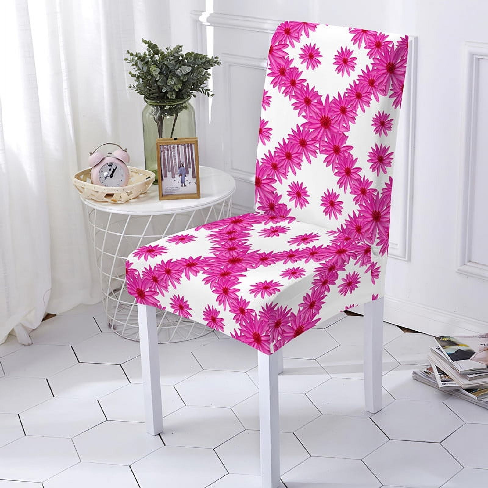 Flowers Spandex Chair Cover For Dining Room Abstract Art Decor Chairs ...