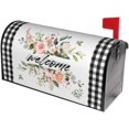 thumbnail image 1 of Flowers Spring/Summer Welcome Mailbox Cover Plaid Buffalo White and Black Magnetic Mailbox Covers Flowers Large Post Letter Box Covers Garden Yard Home Decor for Outside 25.5 x 21 Inchs, 1 of 6