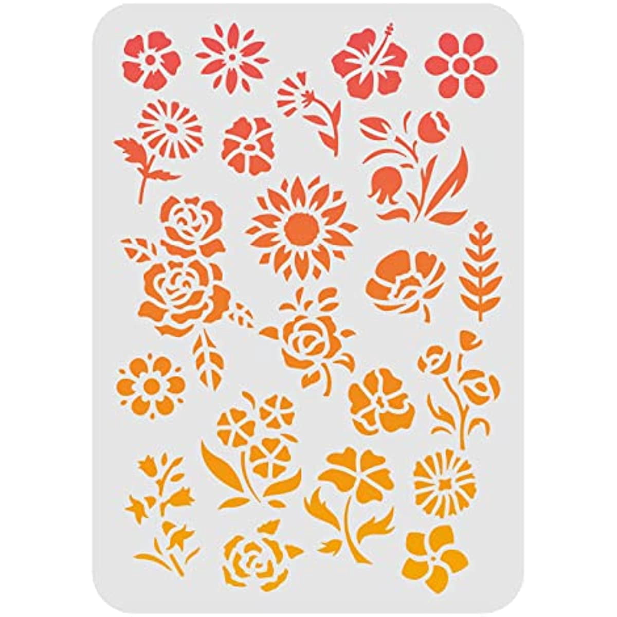 Flower Stencil Sticker Flowers Stencils 11.7x8.3 inch Plastic Daisy Morning Glory Drawing ...