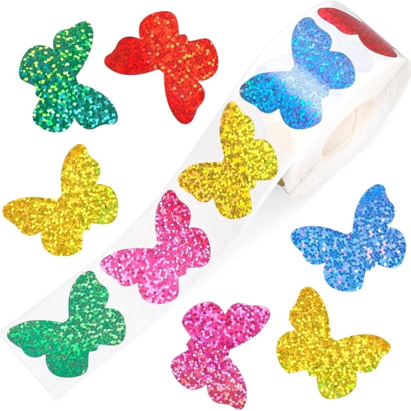 Flowers Sticker Butterfly Labels Sticker Reward Sticker Glittering Decorative Sticker for Craft Enthusiasts