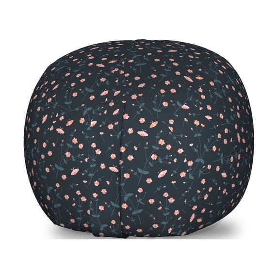 Flowers Storage Toy Bag Chair, Floral Theme Little Blossoms Abstract Branches and Leaves Pattern Botanical Art, Stuffed Animal Organizer Washable Bag, Small Size, Multicolor, by Ambesonne