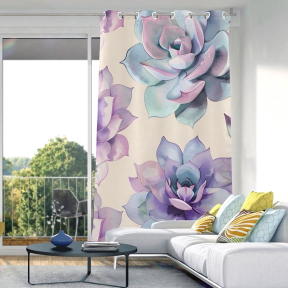 Flowers Succulent Plants Blackout Curtain Panels Drapes Privacy Assured with Light Filtering Curtains for Living room Bedroom Bathroom Window