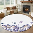 thumbnail image 1 of Flowers Summer Round Rugs for Living Room 6ft Watercolor Purple Bird Lavender Butterfly Non Slip Circle Rug Washable Low-Profile Indoor Carpet for Bedroom, Dining Room, Bathroom, 1 of 9