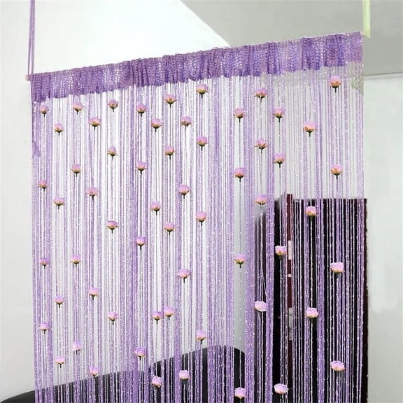 Flowers Thread Door Curtain, String With Roses for Window Decoration, Room Divider, Privacy, Doorway - Hanging Tassel for Home Party(52"x84",B)