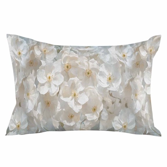 Flowers Throw Pillow Cover 12 x 20 Inch Decorative Pillow Cover Watercolor Floral Neutral Brush Strokes Artwork Lumbar Pillowcase Seasonal Rectangle Cushion Case for Couch Sofa Bed Living Room