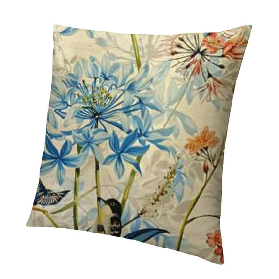 Flowers Throw Pillow Covers Blue Butterfly Pillow Cases , Decorate Pillow Cover for Home Courtyard Outdoor, Modern Art Deco Cushion Case, Sofa Bed Cushion Cover