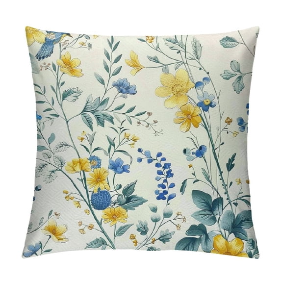 Flowers Throw Pillow Covers Spring Floral Pattern Yellow Blue Square Pillowcases for Home Decor Sofa Car Bedroom Pillow case