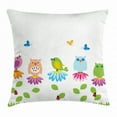 thumbnail image 1 of Flowers Throw Pillow Cushion Cover, Colorful Cartoon Style Birds on Chamomile Daisy Flowers Butterflies Ladybugs Kids, Decorative Square Accent Pillow Case, 16 X 16 Inches, Multicolor, by Ambesonne, 1 of 2