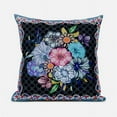 thumbnail image 1 of Flowers Throw Pillow in Black Blue 20x20, 1 of 5