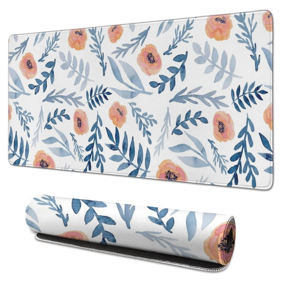 Flowers Together with the Blue Leaves Mouse Pads Pad Mouse Waterproof No Slip for Office Home Work Gaming Desktop Tables Mousemat Rubber Base Mousepad with Stitched Edges 35.4x15.7inches