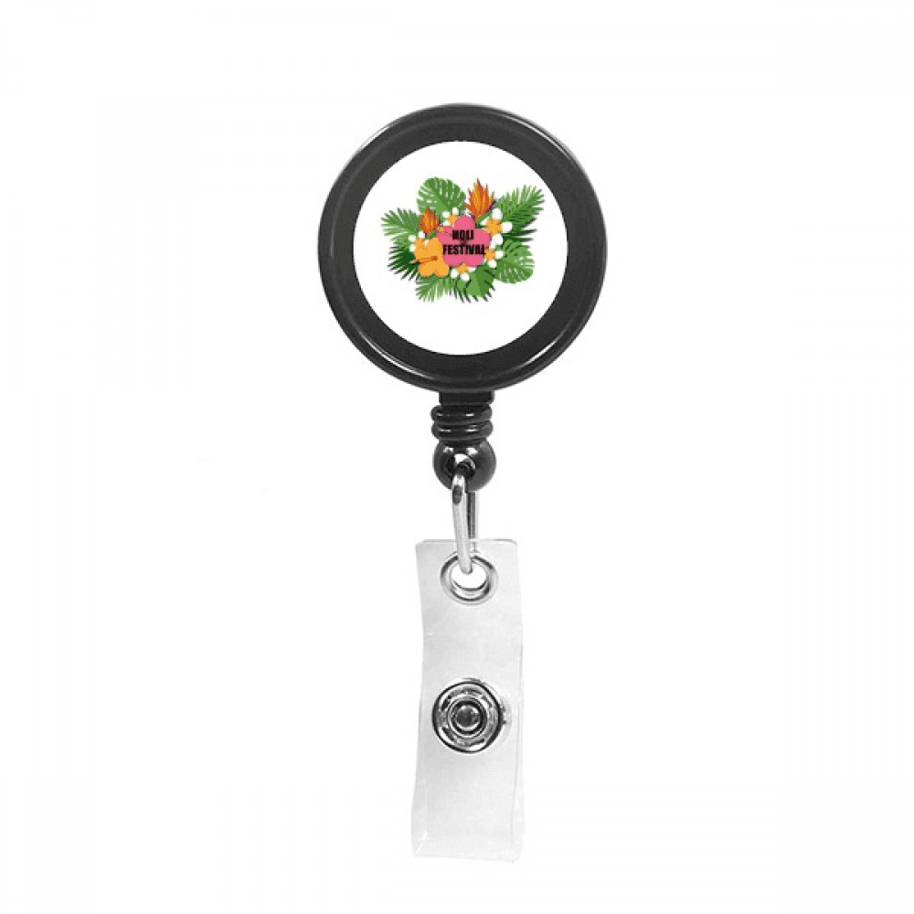 Flowers Tropical Colored Holi Retractable Keychain Badge Holder ID Badge
