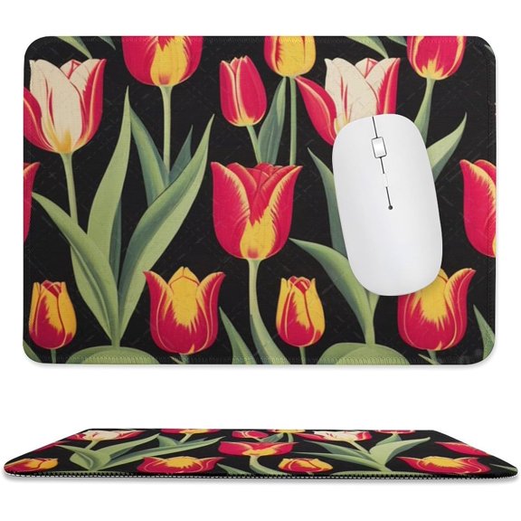 Flowers Tulip Mouse Pad, Personalized Premium-Textured Custom Mouse Mat Design, Washable Mousepad Cloth, Non-Slip Rubber Base Computer Mouse Pads for Wireless Mouse 8"x10"