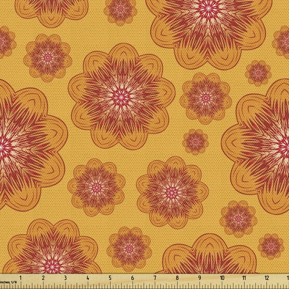 Ambesonne Flowers Fabric by the Yard Upholstery, Vintage Botanical Motifs, 10 Yards, Multicolor