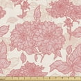 thumbnail image 1 of Ambesonne Romance Fabric by the Yard Upholstery, Pink Flowers and Leaves, 2 Yards, Pink, 1 of 4
