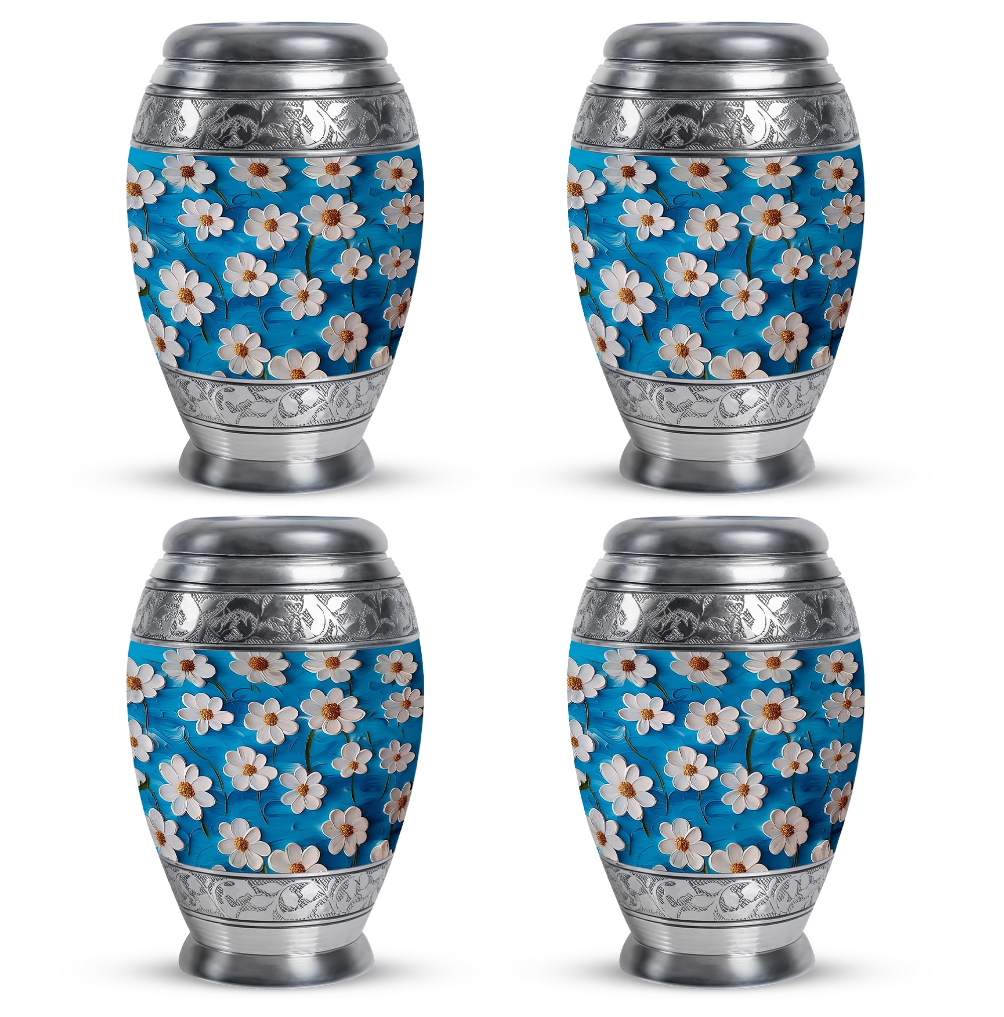 Flowers Urn, Small Urn for Ashes Adult Male, Burial Urns Ashes, Urn for Ashes for Women, Cremation Urns for Adults Humans, Funeral Urns(Size - 3inch, 4 Pcs)