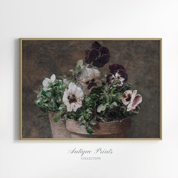 Flowers Vase Vintage, Still Life Wall Art, Antique Floral Print, Cyclamen, Still Life Botanical Art, Home Decor #724, 12x18 UNFRAMED