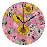 Flowers Vinta Pattern Wall Clock 10in Round Artistic Oil Painting Home Decor Desk Table Clock