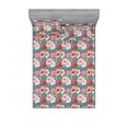 thumbnail image 1 of Flowers Vintage Fitted Sheet & Pillow Sham Set, Botanical Inspirations Hibiscus Pattern with Leaves Greenery Art, Decorative Printed 3 Piece Bedding Decor, Full, Dark Pink Cadet Blue, by Ambesonne, 1 of 2