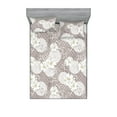 thumbnail image 1 of Flowers Vintage Fitted Sheet & Pillow Sham Set, Cottagecore Garden Scene Peony Flowers Boho Pattern on Polka Dots, Decorative Printed 3 Piece Bedding Decor, Queen, Taupe Grey Off White, by Ambesonne, 1 of 2