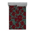 thumbnail image 1 of Flowers Vintage Fitted Sheet & Pillow Sham Set, Simple Design Simple Drawn Rose Floral Pattern Boho Pattern, Decorative Printed 3 Piece Bedding Decor, Calking, Sea Green and Burgundy, by Ambesonne, 1 of 2