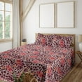 thumbnail image 1 of Ambesonne Flowers Vintage Fitted & Flat Sheet with Shams 4 Pcs Set, Wild Floral Boho, Queen, Rose Dark Coral Vermilion, 1 of 1
