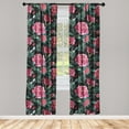 thumbnail image 1 of Flowers Vintage Window Curtains, Jungle Boho Inspired Peony Pattern with Leaves Greenery Print, Lightweight Decor 2-Panel Set with Rod Pocket, Pair of - 28"x84", Hot Pink and Jade Green, by Ambesonne, 1 of 3