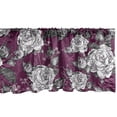 thumbnail image 1 of Flowers Vintage Window Valance, Engraved Look Drawing Rose Pattern with Petals Romantic Artwork, Curtain Valance for Kitchen Bedroom with Rod Pocket, 54" X 18", Dark Magenta Off White, by Ambesonne, 1 of 2