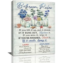 Flowers Wall Art Farmhouse Floral in Mason Vase Bathroom Pictures Wall Decor Rustic Bathroom Rules Canvas Painting Prints Leaf Country Framed Artwork for Bathroom Ready to Hang 12"x16"