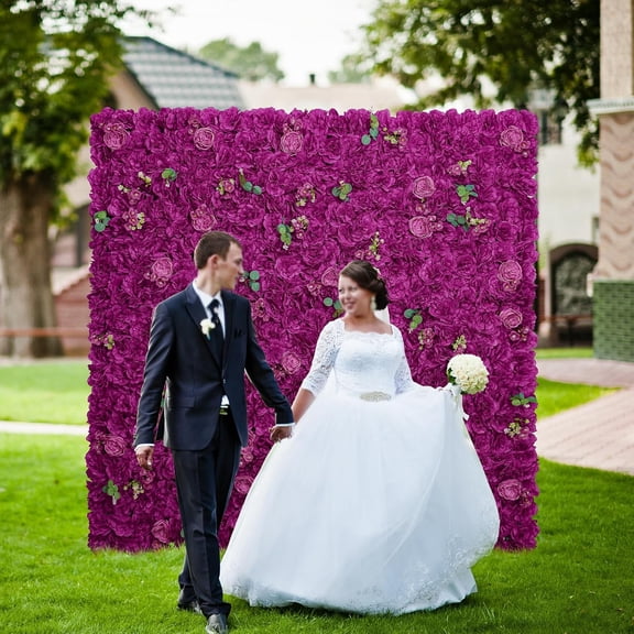 Flowers Wall Backdrops for Home Decor Artificial Silk Floral Background 12pcs Rose Red Flower Panels for Party Wedding Decoration 15x15inch