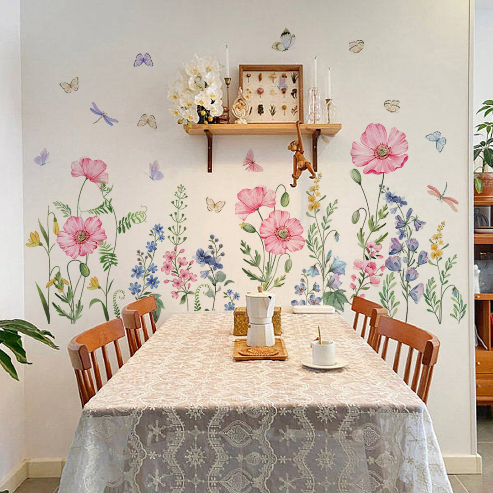 Flowers Wall Decals Vinyl Summer Flowers Wall Stickers Removable Floral ...