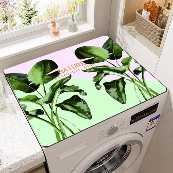 Flowers Washer Dryer Top Cover Mat 23.6 x 19.7in Dust Cover Pad for Washer Dryer,Creative Anti-slip Washing Machine Top Protector Mat for Laundry Room