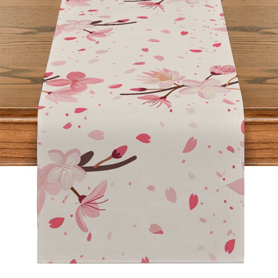 Flowers Watercolor Cherry Blossoms Table Runners Washable Dresser Dining Coffee Table Runner Wedding Holiday Party r