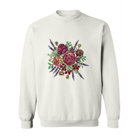 Flowers Watercolor Design Sweatshirt Women -Image by Shutterstock, Female 5X-Large