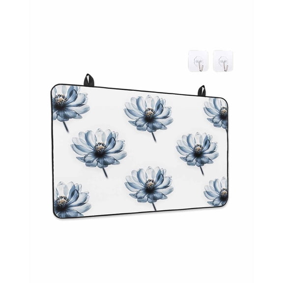 Flowers Watercolor Floral Stove Top Covers for Electric Stove, 28'x20'' Plant Stamens Overlay White Background Glass Ceramic Stove Cover Foldable Rubber Mat Cooktop Protector for Kitchen
