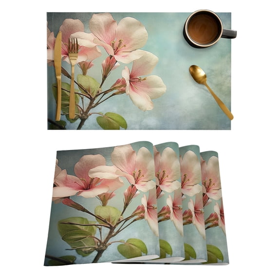 Flowers Watercolor Leaves Table Mat Xmas Holiday Kitchen Dining Table Decor Placemat Wedding Decor Table Napkin
