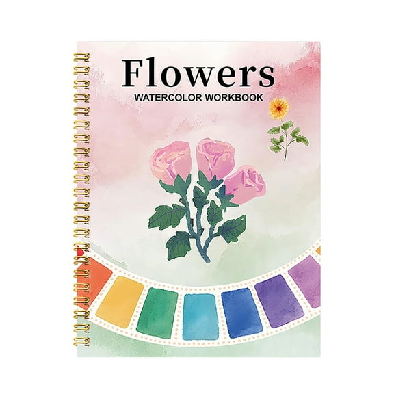 Flowers Watercolor Workbook A Comprehensive Watercolor Practice Tool For Beginners And Artists, Spiral-Bound With Premium Thick Paper, Ideal For Art Enthusiasts And Hobbyists