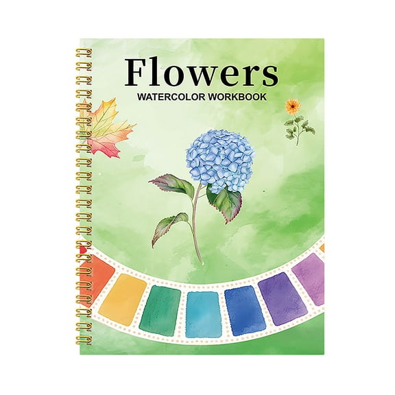 Flowers Watercolor Workbook, A Watercolor Practice Pad Designed For Beginners And Artists, Spiral-Bound With Color Swatches And Floral Illustrations For Watercolor Technique