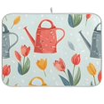 thumbnail image 1 of Flowers Watering Cans with Tulips Dish Drying Mat Dish Drainer Rack Mats Water Absorbent Non-Slip Easy Clean Heat Resistant for Kitchen Counter, 1 of 8