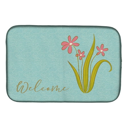 Flowers Welcome Dish Drying Mat