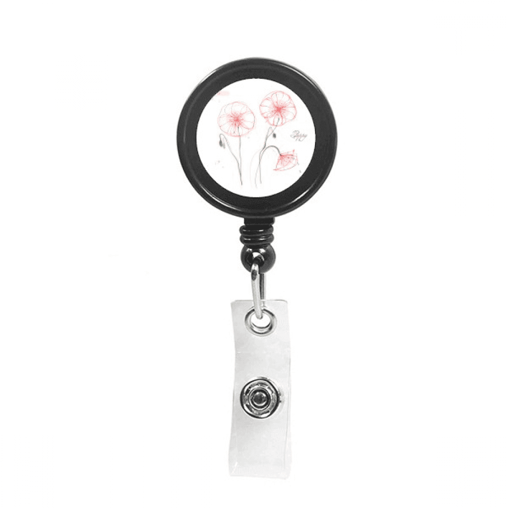 Flowers  White  Painting Retractable Keychain Badge Holder ID Badge