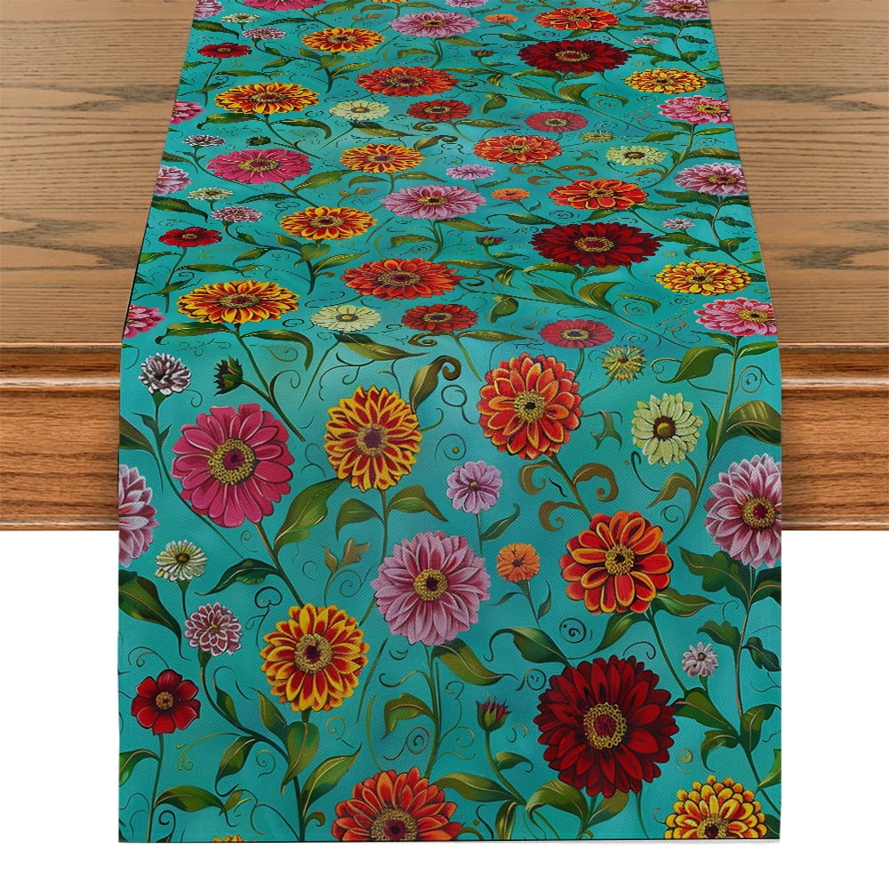 Flowers Wildflowers Daisies Table Runners Kitchen Table ration Washable