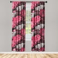 thumbnail image 1 of Flowers Window Curtains, Gerbera Petals and Roses Pattern Flora Composition in Warm Tones, Lightweight Decor 2-Panel Set with Rod Pocket, Pair of - 28"x63", Pink Dark Maroon and Grey, by Ambesonne, 1 of 3