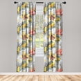 thumbnail image 1 of Flowers Window Curtains, Lilies and Gerberas Watercolor Fine Art Style on Reseda Green Inspired Backdrop, Lightweight Decor 2-Panel Set with Rod Pocket, Pair of - 28"x95", Salmon Mustard, by Ambesonne, 1 of 3