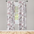 Flowers Window Curtains, Soft Lily Ornament in Pastel Colors Watercolor